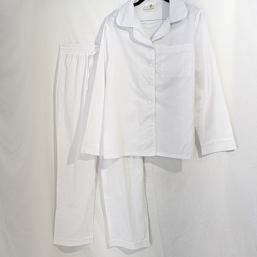 White Button-Up Pajama Set